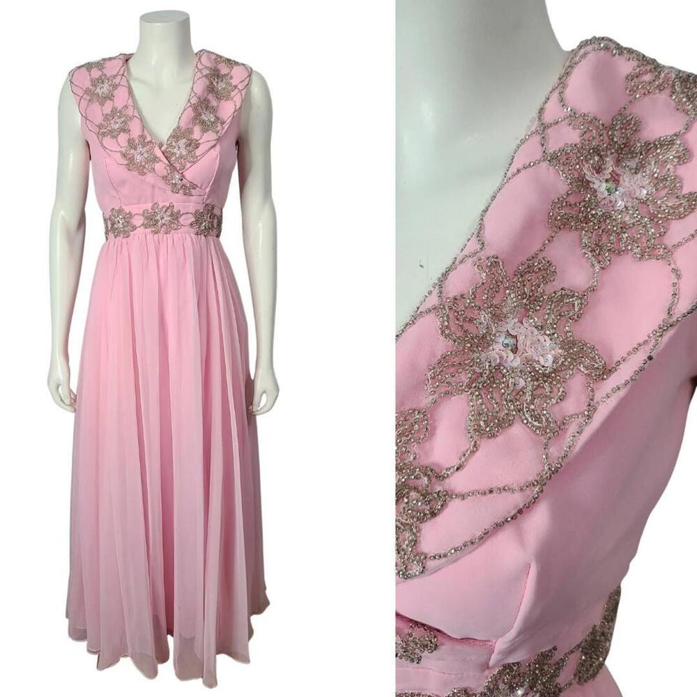 Vintage Mike Benet Pink Beaded Gown
